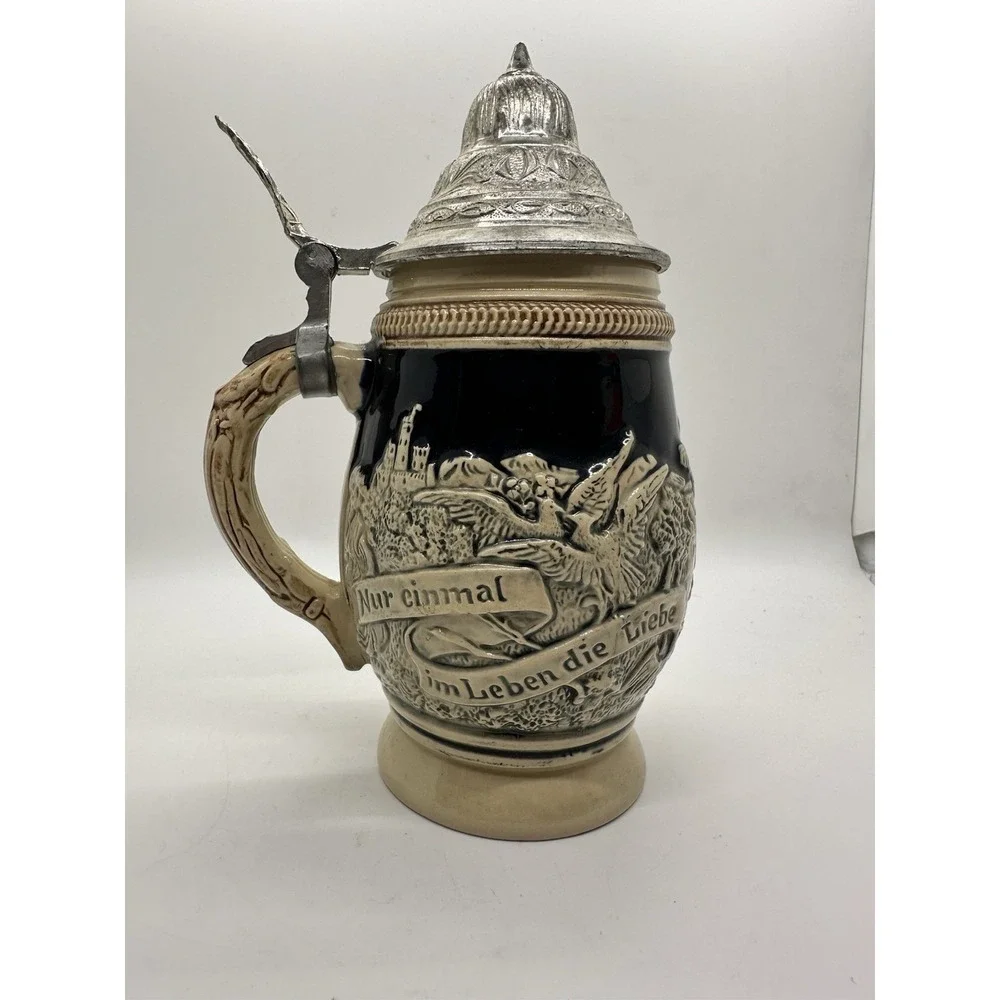 Vintage West German Beer Stein With Pewter‎ Lid EUC! Vintage